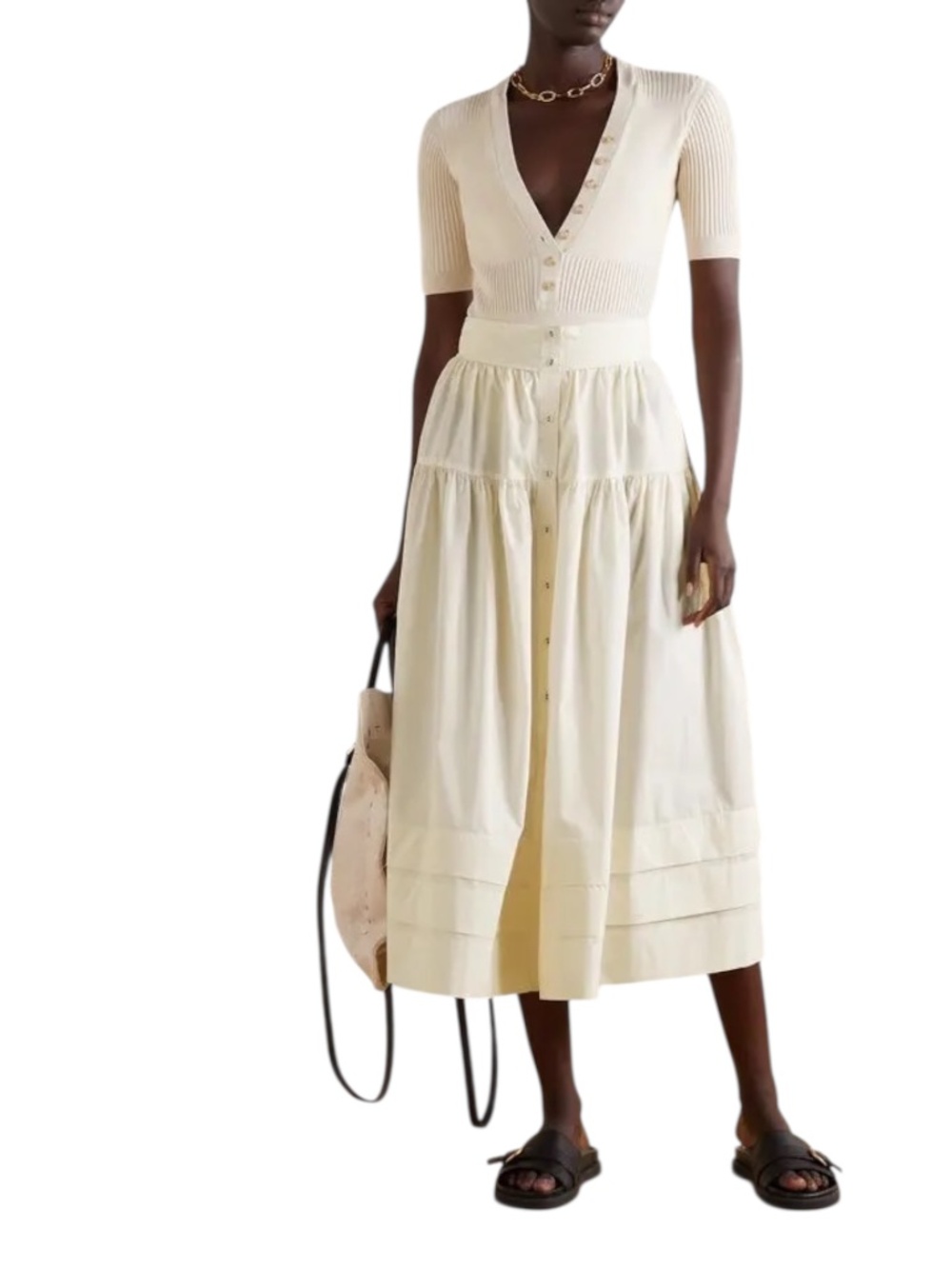 Ulla Johnson Jacinta Ivory Button Front Skirt With Pockets & Pleated Details 4 - Picture 4 of 10